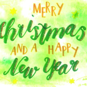 Karte Merry Christmas Lettering hellgrün