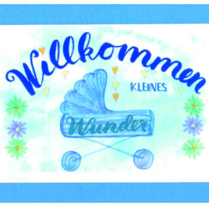 Karte Willkommen kleines Wunder, Blau A5